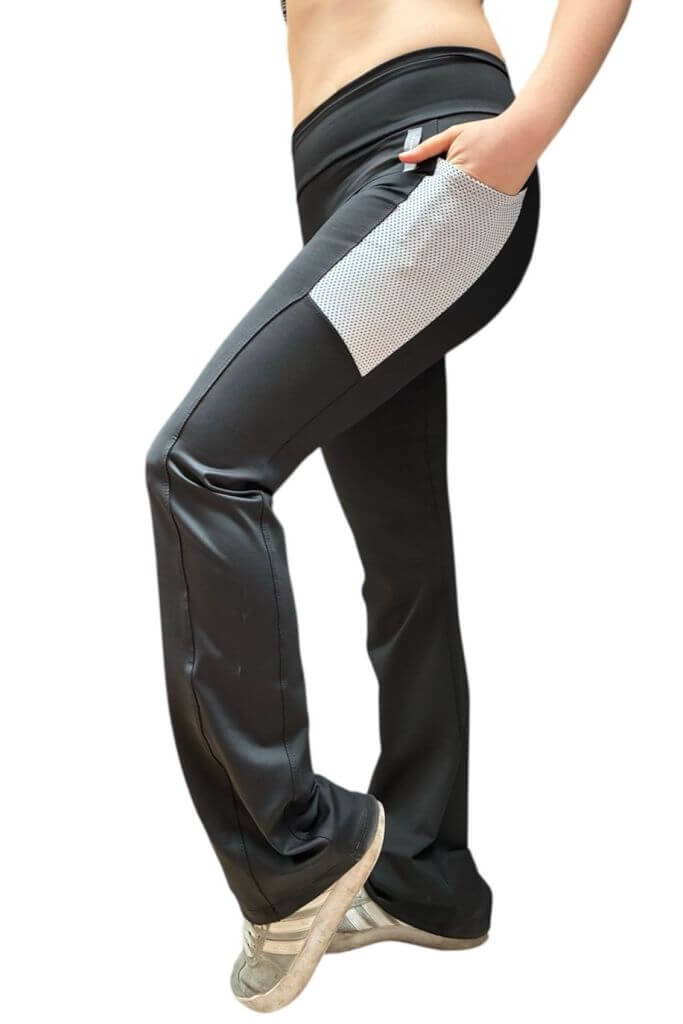 Calza recta con bolsillos en microfibra bifaz