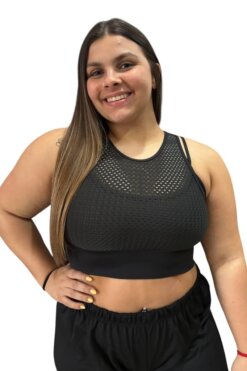 Top doble en Lycra calada
