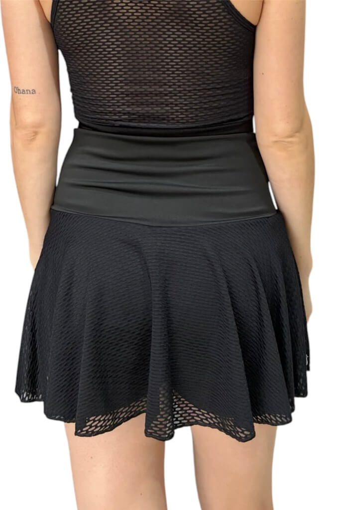 Pollera con bolsillos en microfibra panal negra - Imagen 2