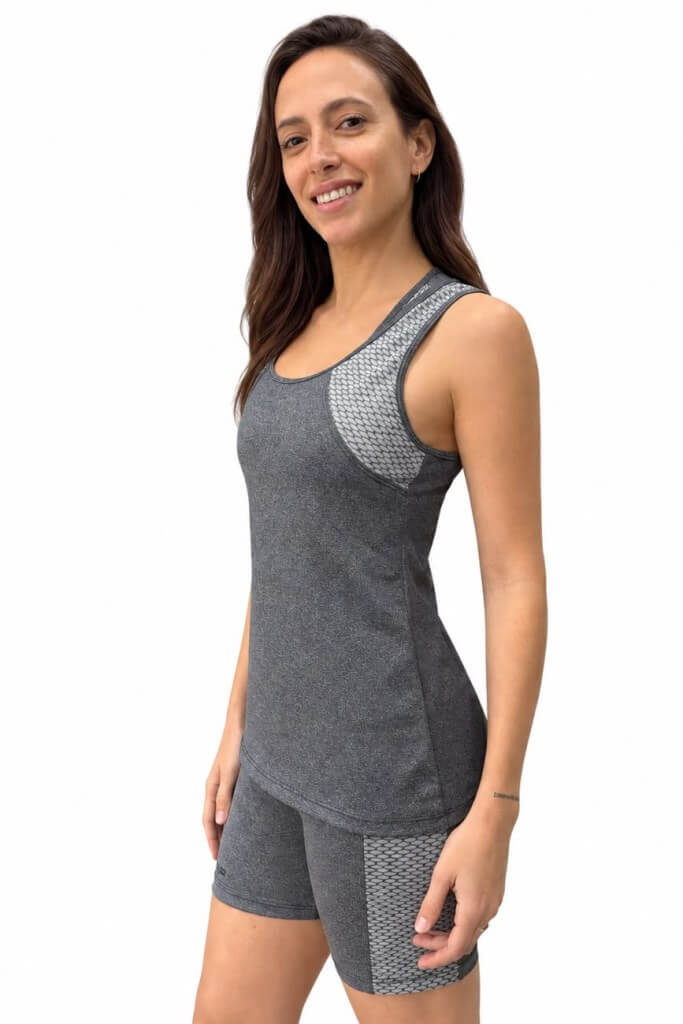 Musculosa en Jersey melange con microfibra panal