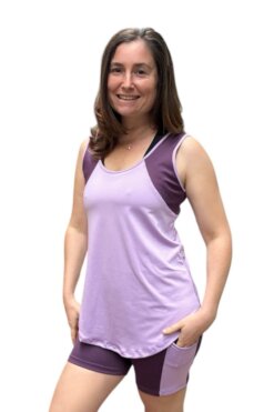 Musculosa amplia en mesh con breteles combinados