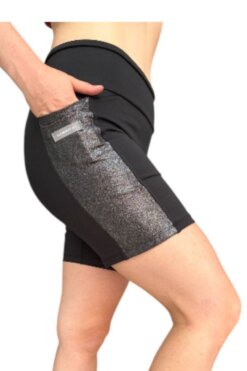 Ciclista con bolsillos en glitter engomado