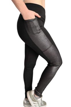 Calza en Lycra con bolsillos en Glitter engomado