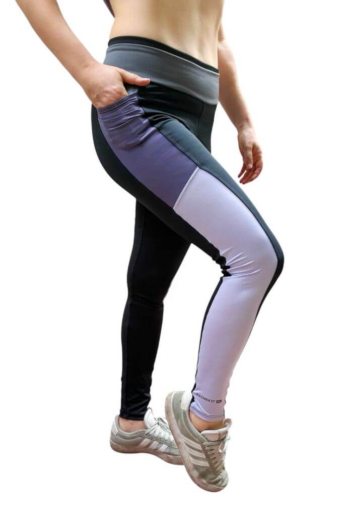 Calza en Lycra con bolsillos violetas