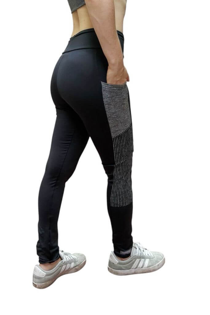 Calza en Lycra con bolsillos y recortes estampados