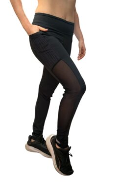 Calza con bolsillos y franja en microtul